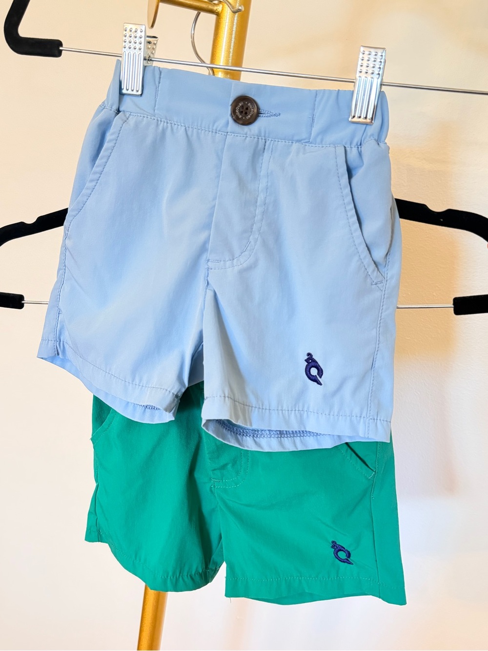 Blue Quail Boys’ Everyday Performance Shorts in Blue & Green Size 2T UPF 50